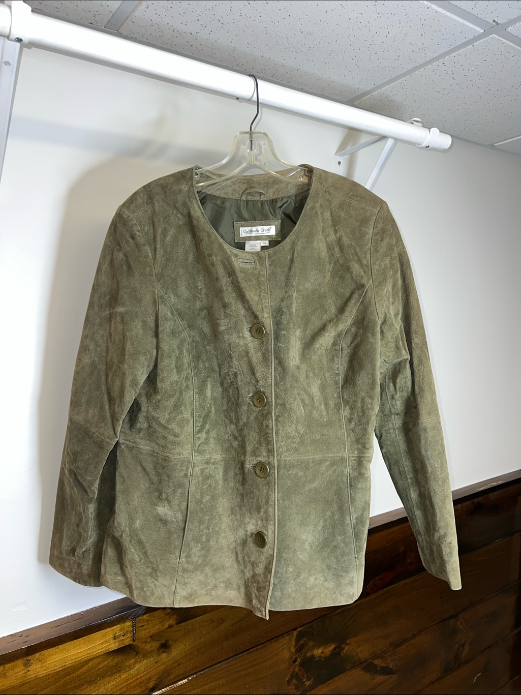 Coldwater Creek Olive Green Suede Leather Jacket- Xl